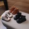 Winter New Children's Snow Boots Boys' Leather Boots Martin Boots Girls' Baby Warm Cotton Shoes with Fleece Short Boots