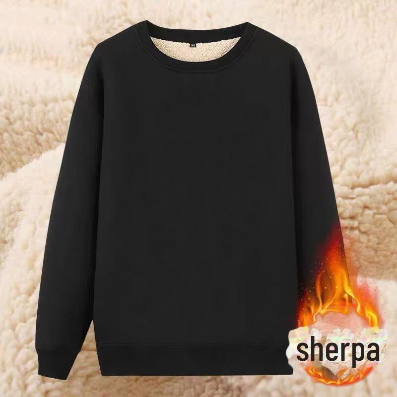 Мужской зимний бархатный свитер из овчины с круглым вырезом - плотная, красивая и свободная куртка с длинными рукавами