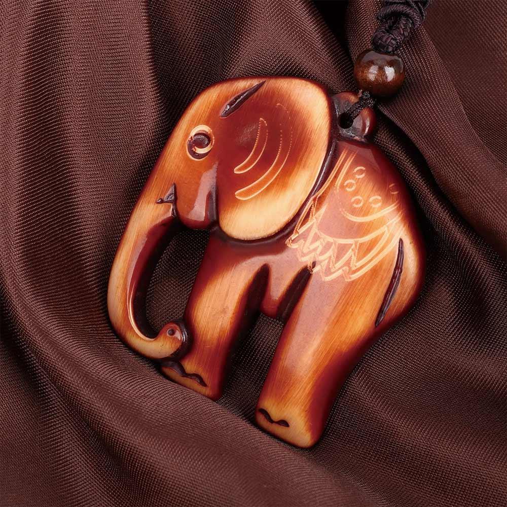 Women Handmade Wooden Elephant Beach Jewelry Sweater Chain Clothes Accessories Pendant Necklace