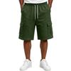 Мужские повседневные шорты с кулиской на талии и карманами-карго Свободный крой Эластичный пояс Мягкая ткань Длина до колена