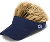 [DOLCE LUCCI] [Fuzzy Hair Sun Visor Golf Visor Flare Wig Hair Bald Wig Fishing Outdoor Gift Baldness Concealment Joke Goods (Navy (Logo) X Brown)