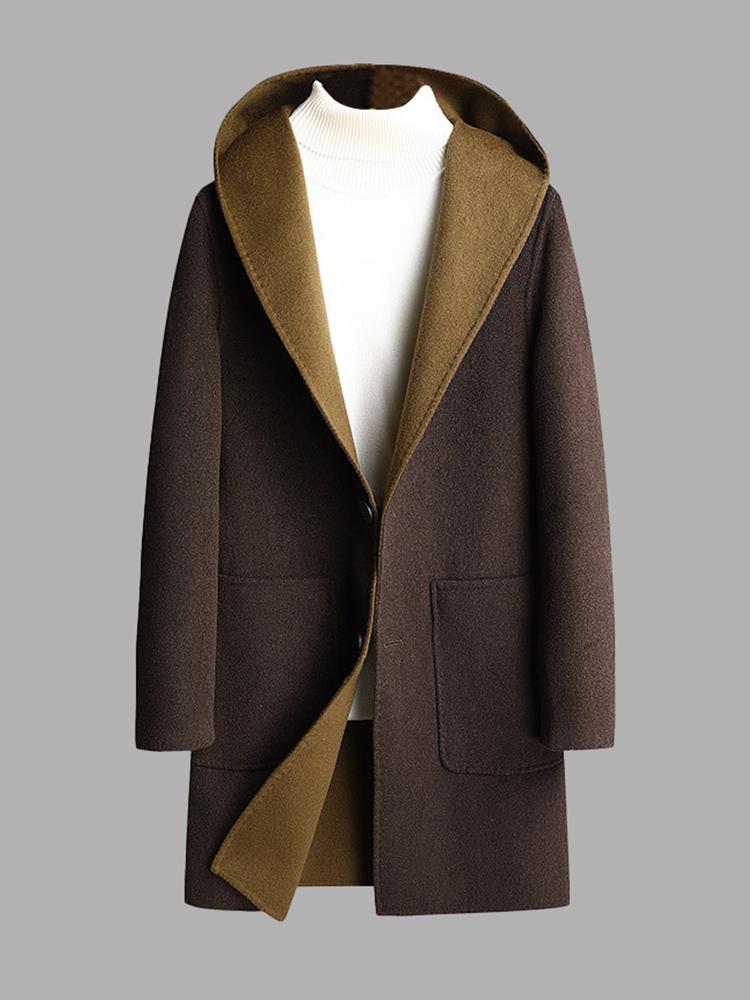 Ikalook Men'S Wool Blend Reversible Hooded Coat Aco116