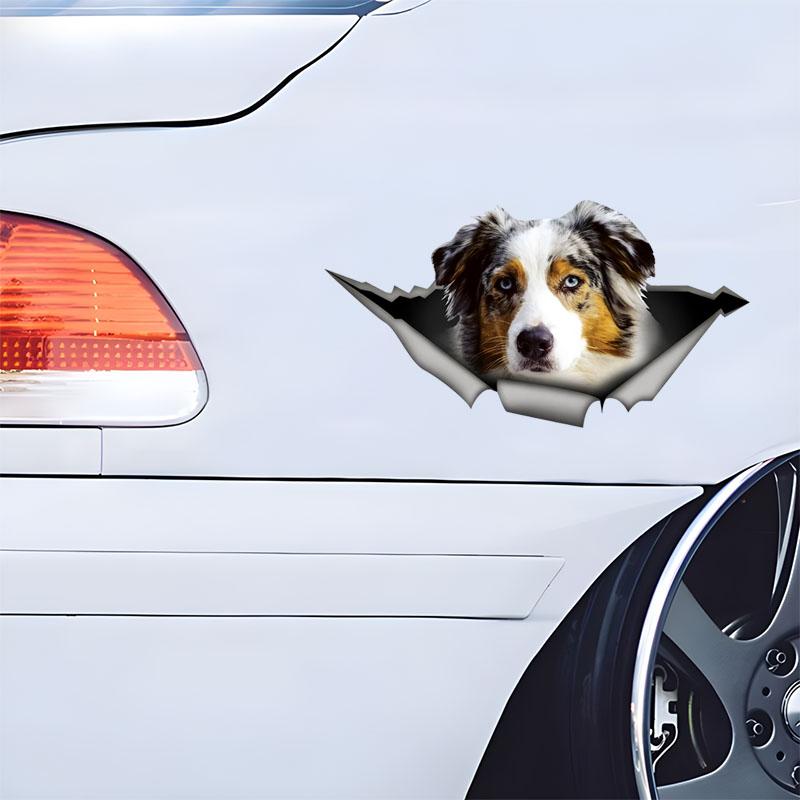 Наклейки на автомобиль для австралийской овчарки, скрытые в отверстиях, водонепроницаемые наклейки неправильной формы для украшения автомобиля