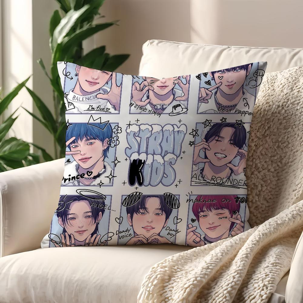 Kpop S-Skz-oo-S Мультяшная наволочка Для Подушки Дивана Печатный Декор Комнаты Дома Офиса Кофейни Автомобиля Нордическая Простота