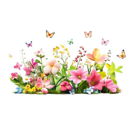 Window Decals Spring Garden Design Double-Sided Visibility Electrostatic Adsorption Glass Sticker Home Shop Window Decoration