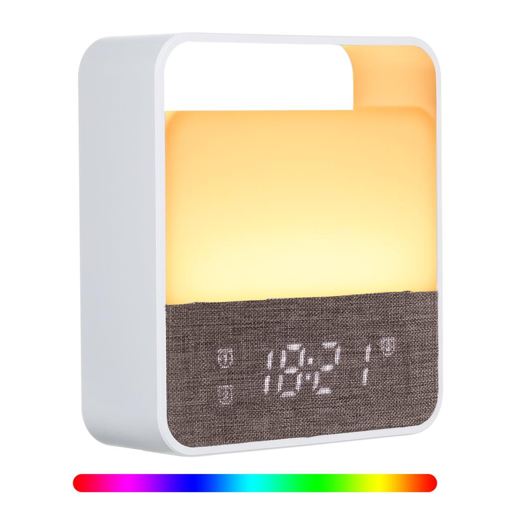 Перезаряжаемый USB ночник с будильником, затемнением теплого белого и изменением цвета, прикроватная тумбочка