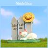 Cat Resin Fence And Hat With Moss Grass Decor For Photo Shoots Giving Gift