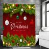 Christmas Colorful Lights Leaves Crutch Candy Shower Curtain, Bathroom Decorative Shower Curtain