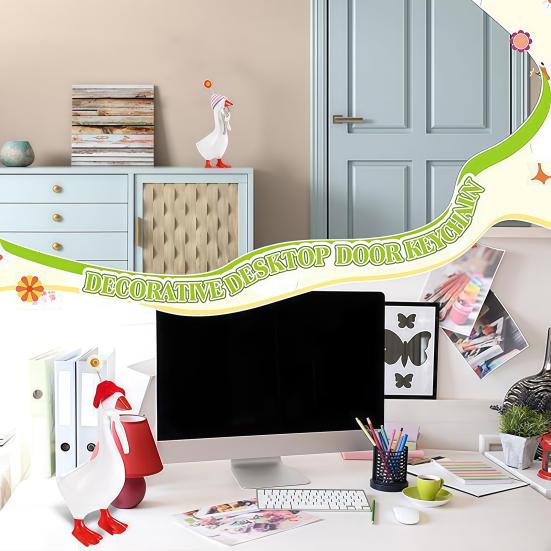 6/8 шт. Статуэтка гуся Мини вязаная шапка с регулируемым ремешком Настольная шапка-крючком Головной убор Рождественская праздничная вечеринка Наряд для переодевания