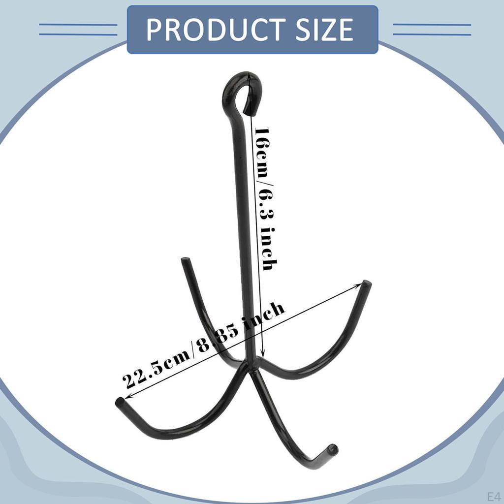 Black Metal Harness Hook for Hanging Reins, Sturdy And Easy to Install. Four-Branch Organizer