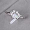 Heart White Opal Simulated Cute Bear Footprint Shape Ring Size 5-10