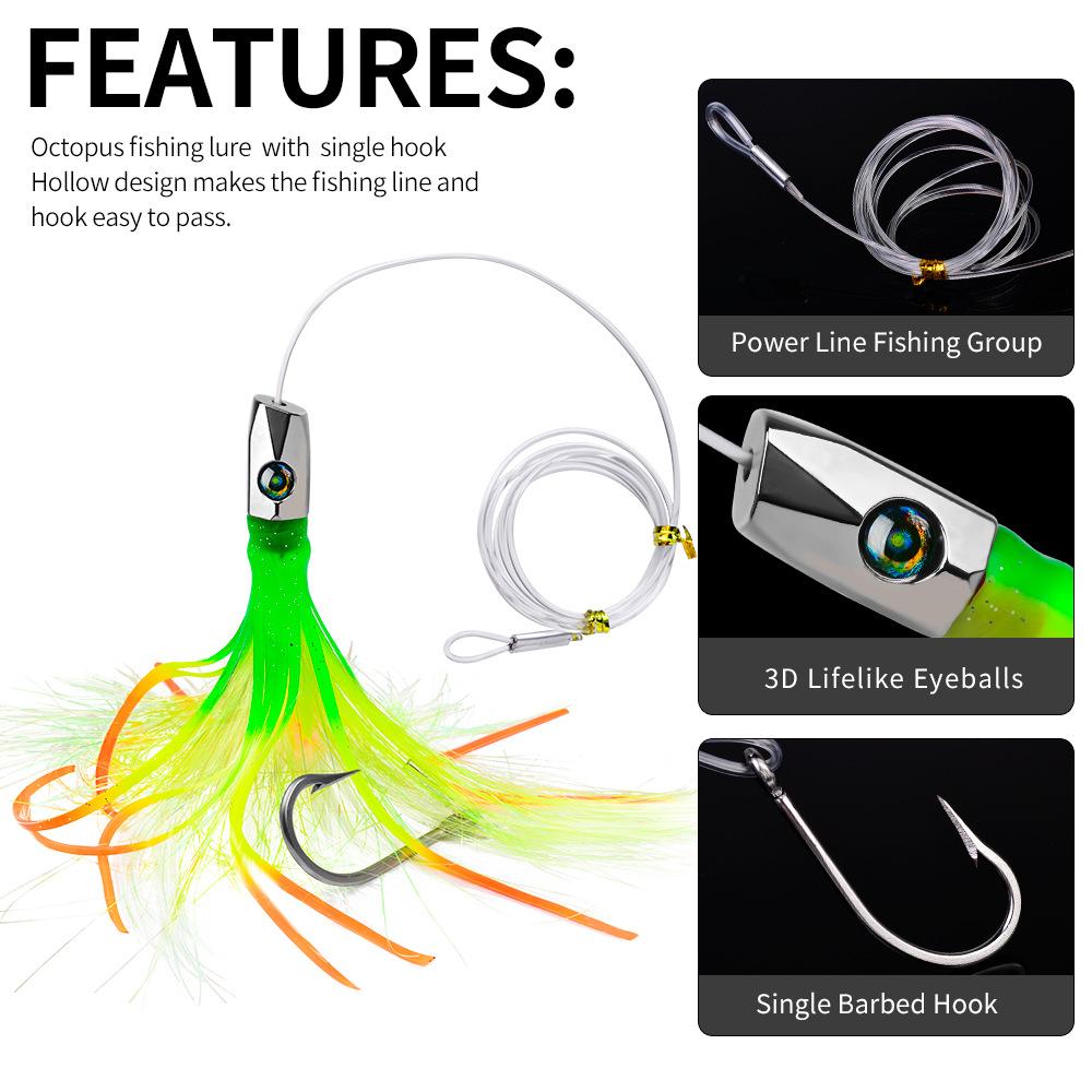 8.7-inch Drag Fishing Route Sub Bait 22cm 85g Metal Head Seal Fish Bait Squid Whisker Soft Bait Biomimetic Fake Bait for Sea Fishing