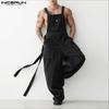 Men Casual Loose Suspenders Corduroy Jumpsuit Overalls Strap Long Cargo Bib Pants