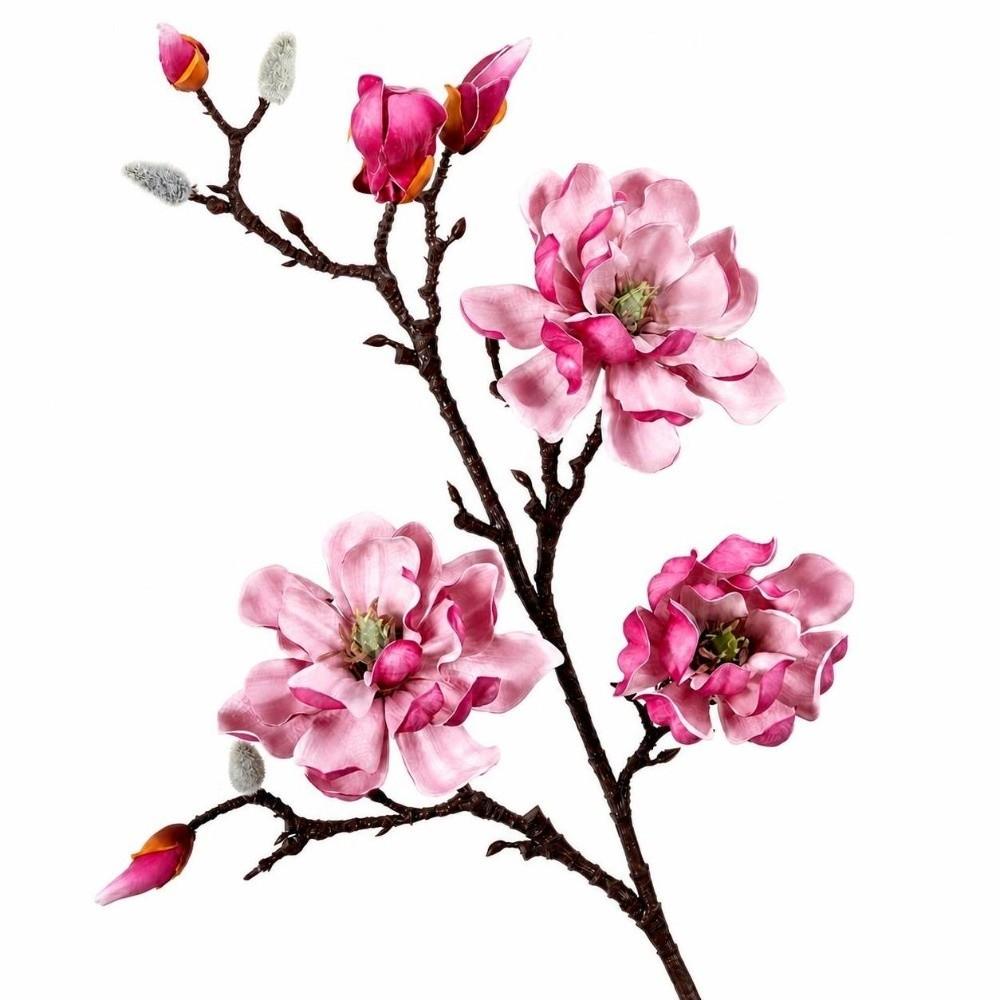 Pink Artificial Magnolia Flowers Branch Real Touch Plastic Fake Flower Living Room Ornaments
