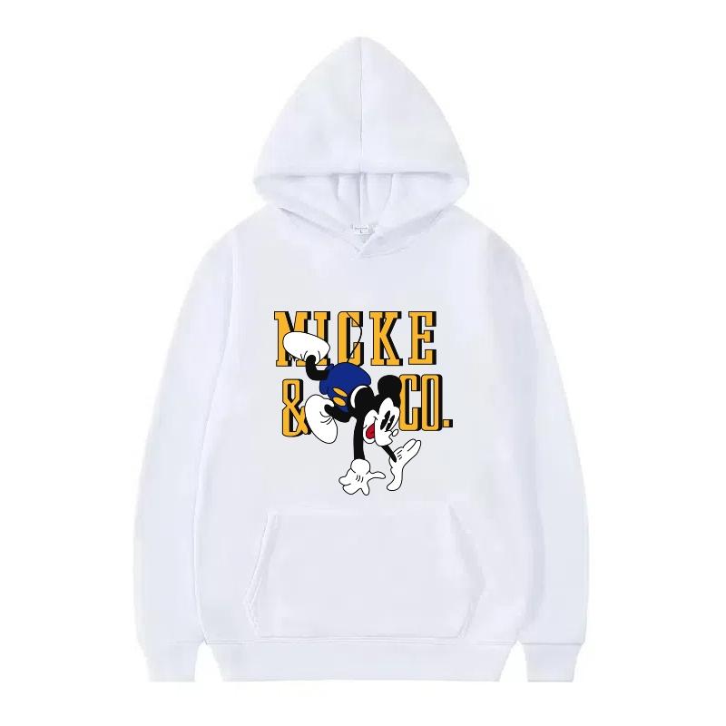 Disney Mickey Mouse Pattern Woman Fleece Casual Loose Black Autumn Tops Clothes Pullovers Ladies Cheap Hoodies Men Sweatshirts