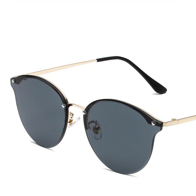 Неполяризованные женские классические солнцезащитные очки «кошачий глаз», модные легкие очки без оправы из металла с антибликовым покрытием для путешествий