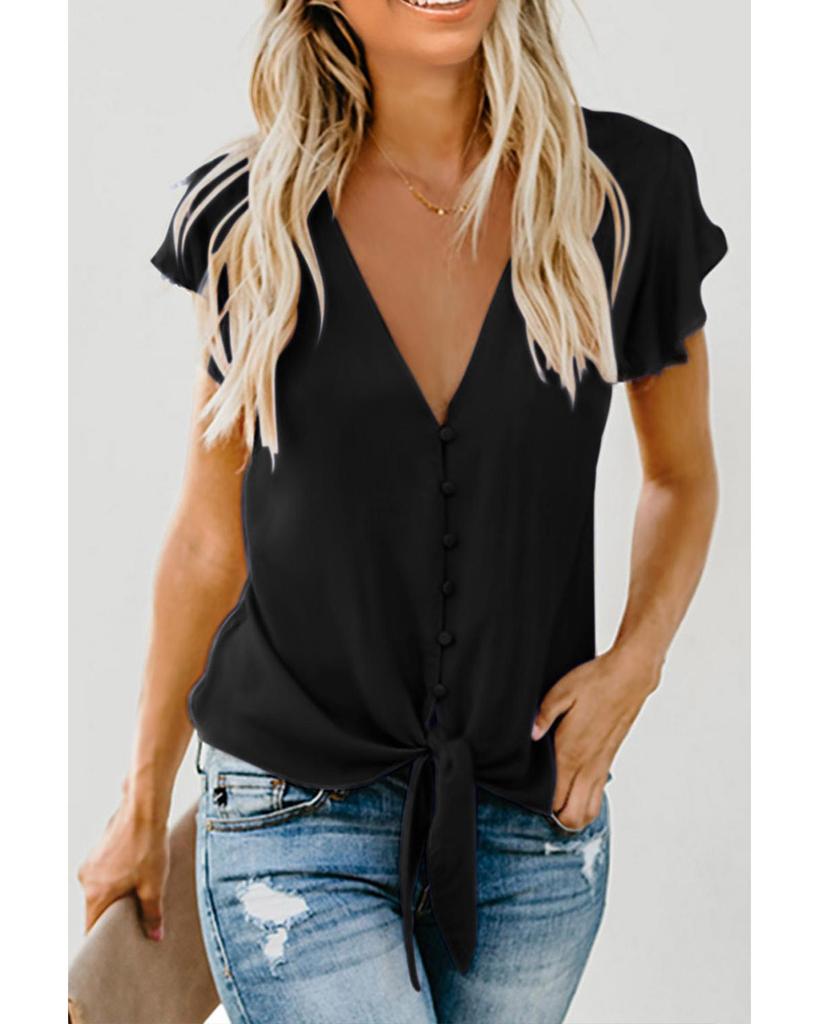 Azura Exchange Черный топ с завязками на пуговицах Forever Tonight