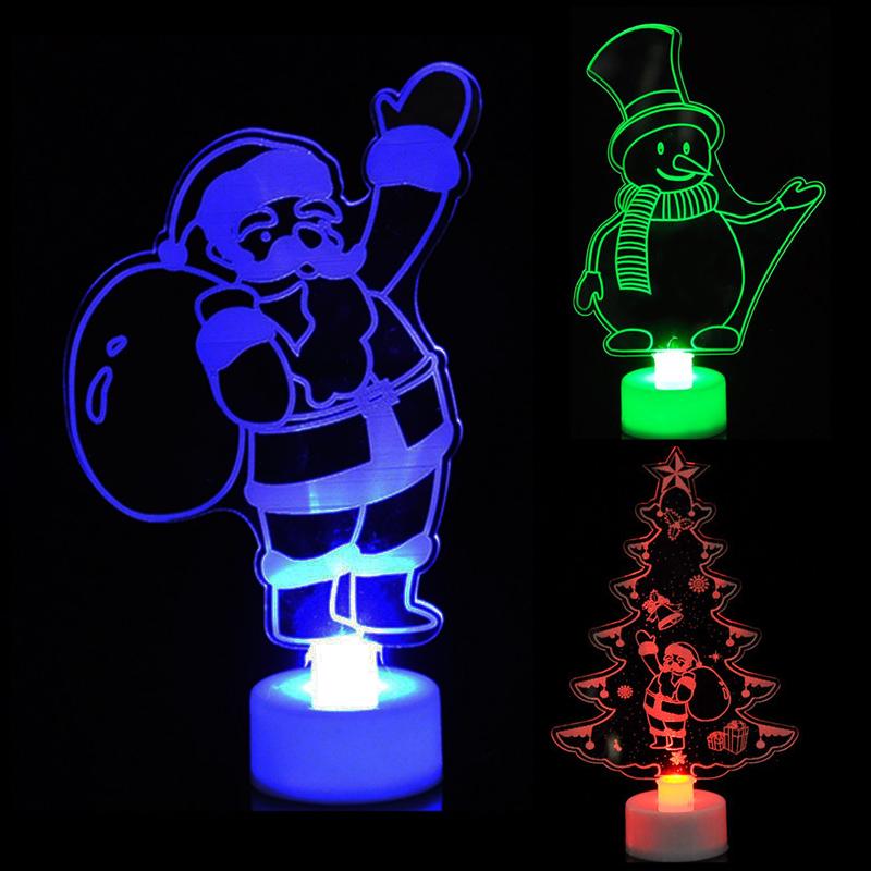 Рождественское украшение, подарок, красочная маленькая елка, акриловый снеговик, ночник