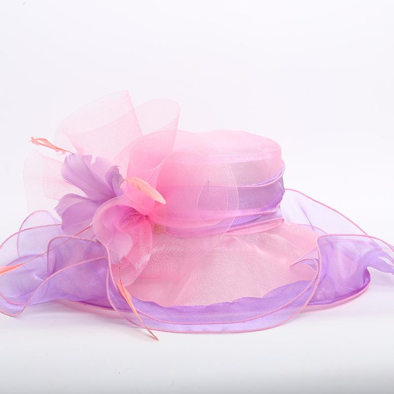 European and American new business gifts big eaves hat spring and summer women's embroidery Eugen yarn hat manufacturer adult hat