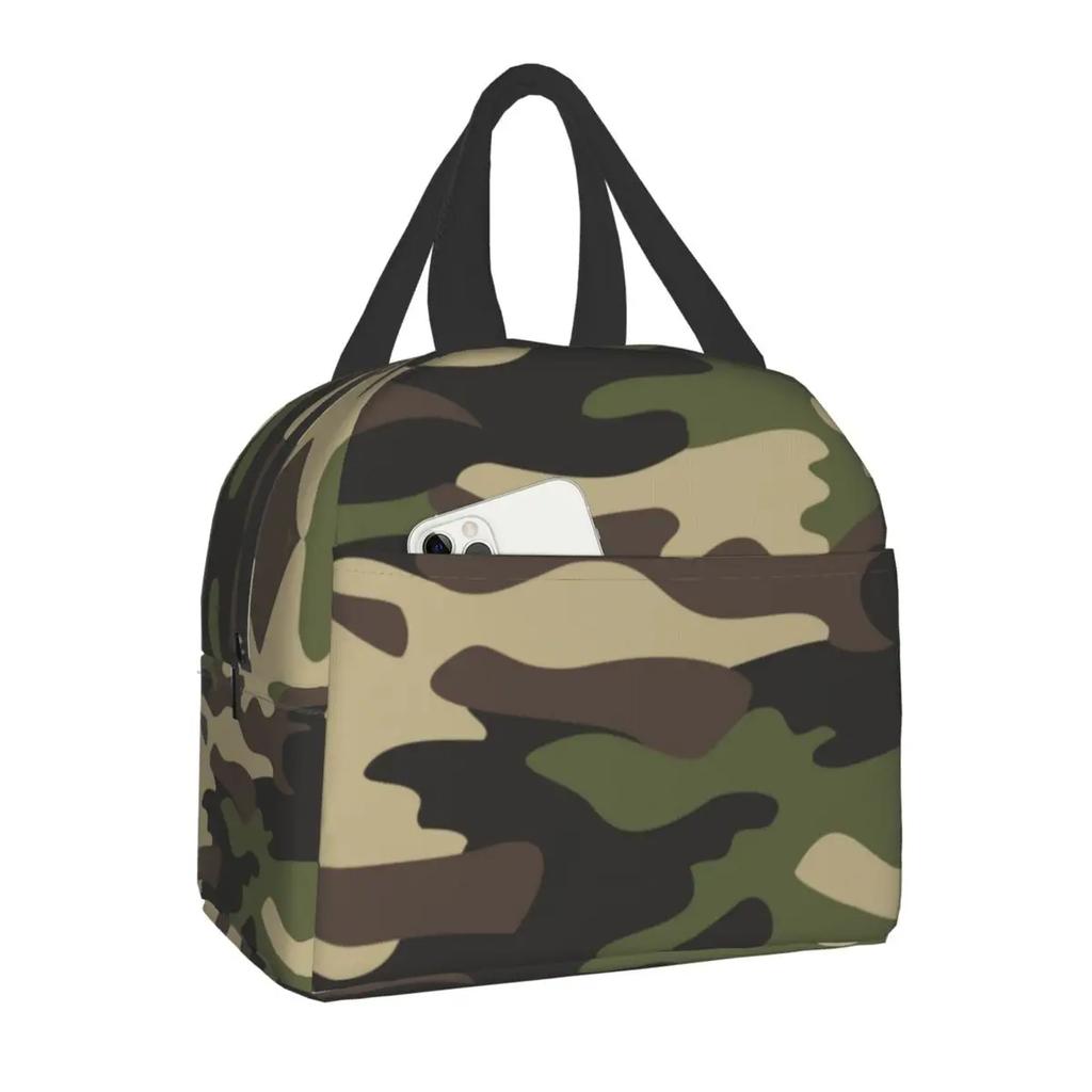 Military Camo Insulated Lunch Bag for Women Waterproof Army Camouflage Cooler Thermal Lunch Tote Office Picnic Food Bento Box