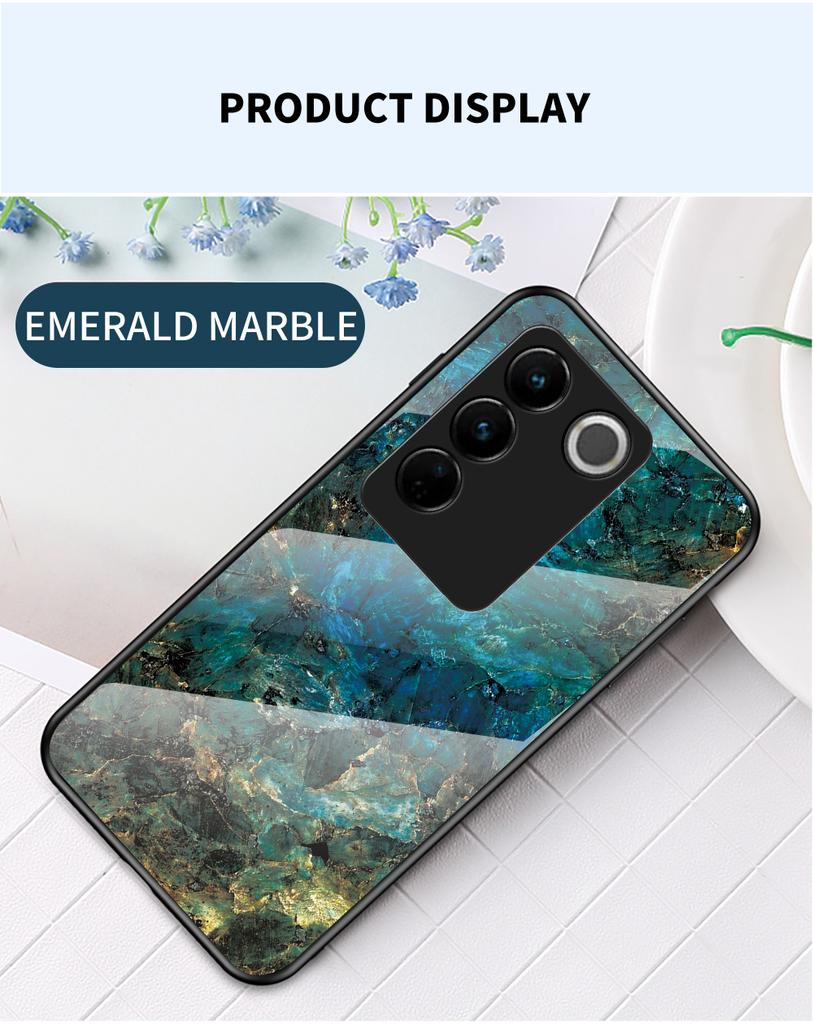 Чехол для Vivo IQOO 11 Z7 Z7X V27 V27e V29 Pro Lite V19 Y02 Y02A Y17S Y78 Y36 Y27 4G 5G, чехол из мраморного закаленного стекла, задняя крышка