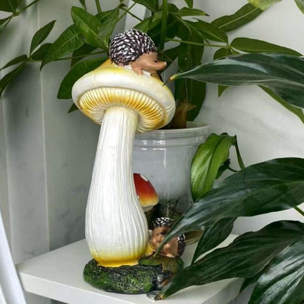 Simulation Pastoral Hedgehog Mushroom Ornaments Crafts Villa Courtyard Figurines Decoration