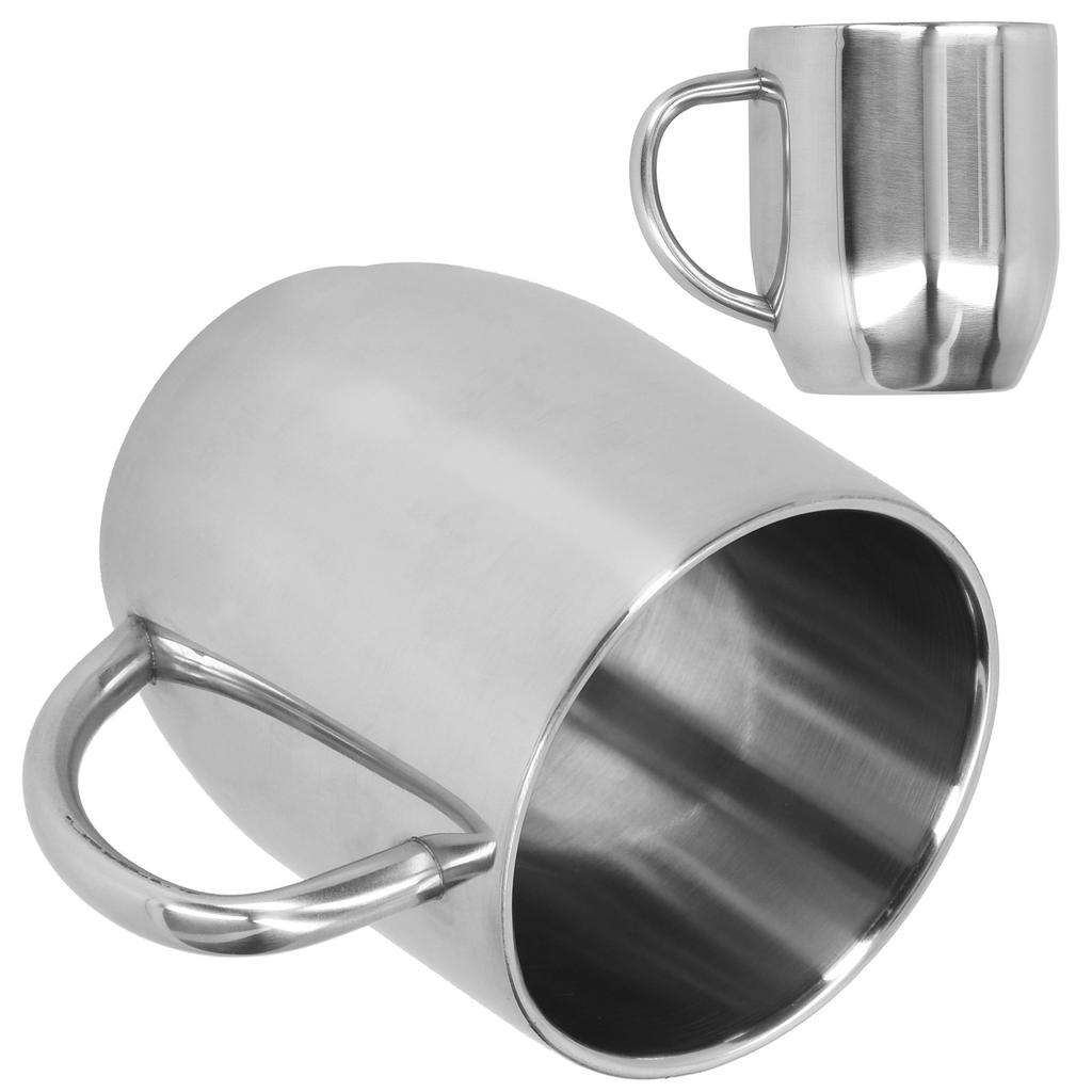 304 Stainless Steel Double?Layer Coffee Cup Thickening Handle Cup 350Ml For Office