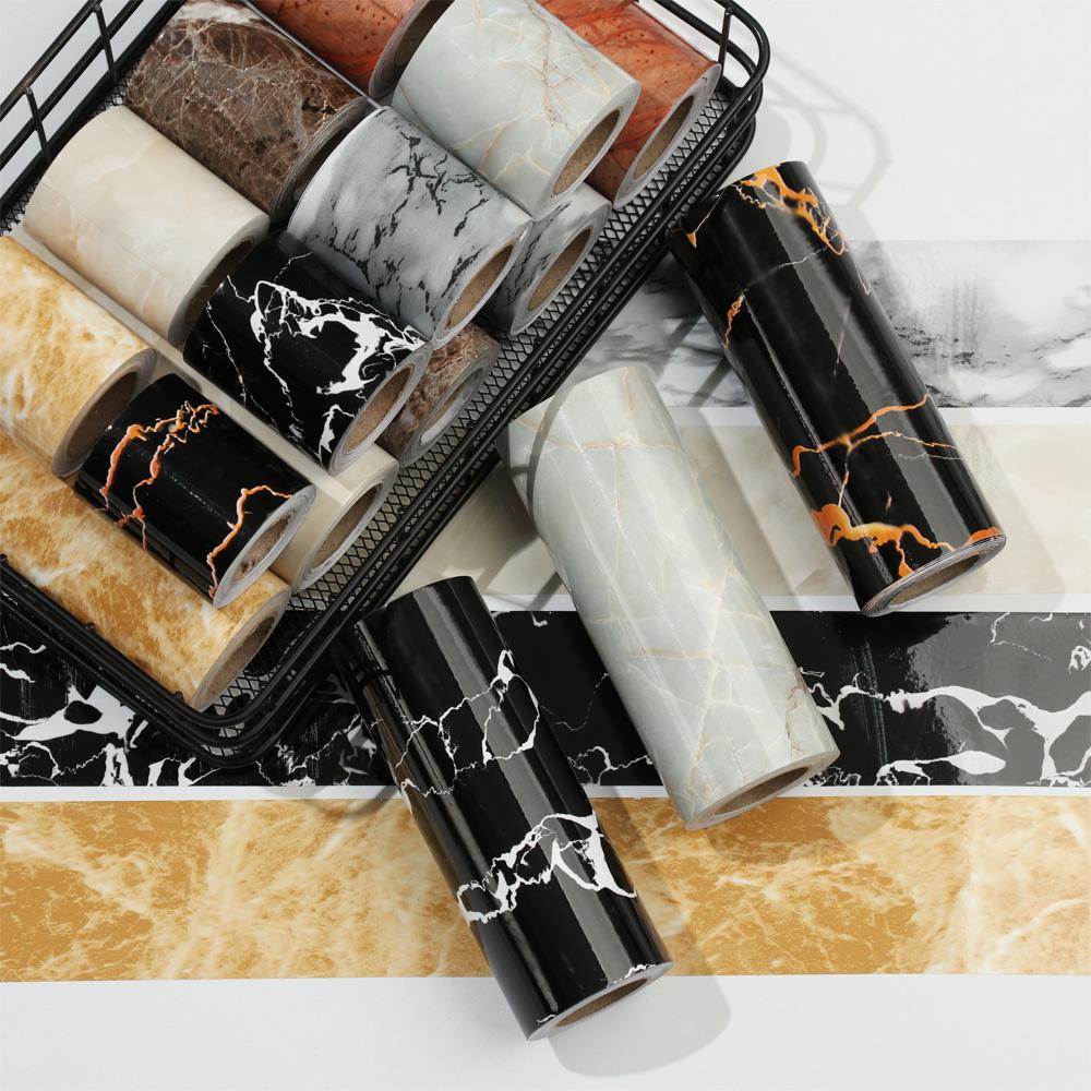 5M PVC Waterproof Waist Line Wood Marble Self Adhesive Skirting Line Wallpaper Living Room Decor Vinyl Border Wall Corner Sticke