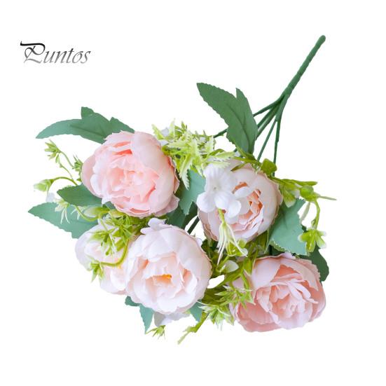 Букет из искусственных пионов, 5 головок, реалистичные искусственные шелковые цветы, свадебная вечеринка, домашний офис, центральный элемент стола, пластиковые искусственные цветочные растения, украшение