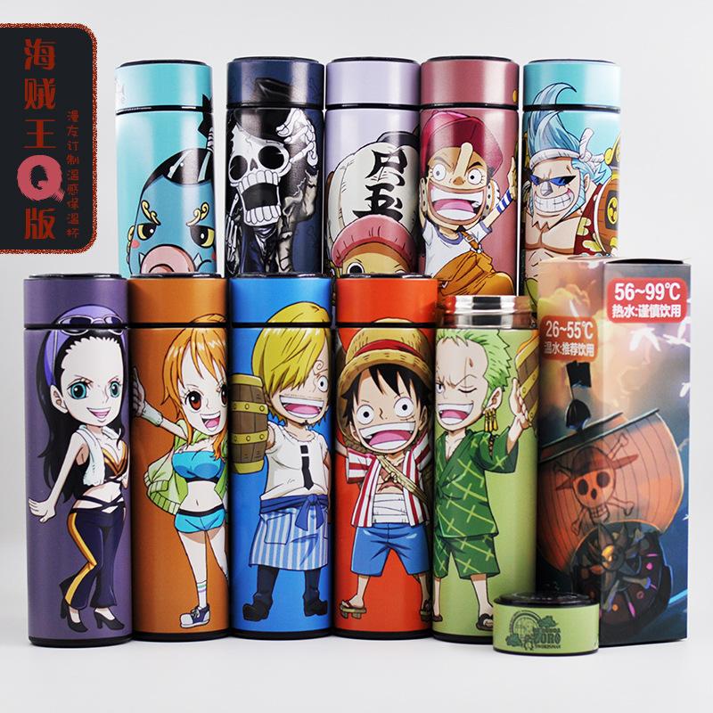 Фигурка Аниме Мультфильм One Piece Вакуумная Кружка 480 мл Луффи Зоро Санджи Косплей Студенческая Термокружка Спортивная Бутылка для Воды Школьный Подарок