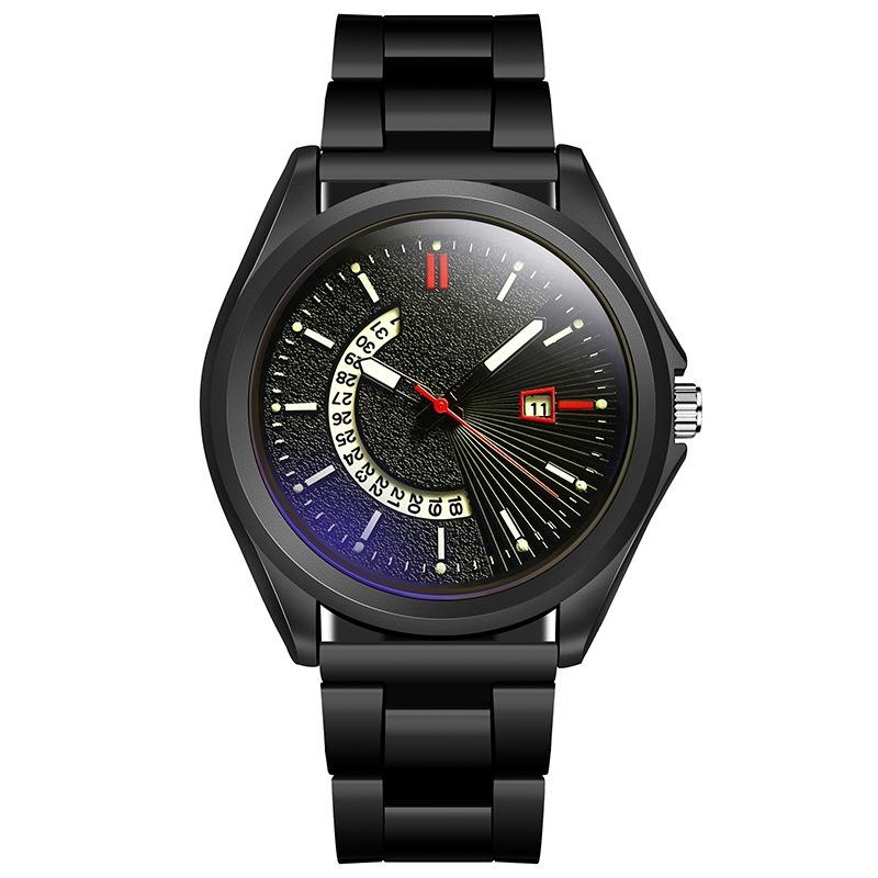 Мужские спортивные часы из нержавеющей стали со светящимся кварцевым календарем светло-голубые