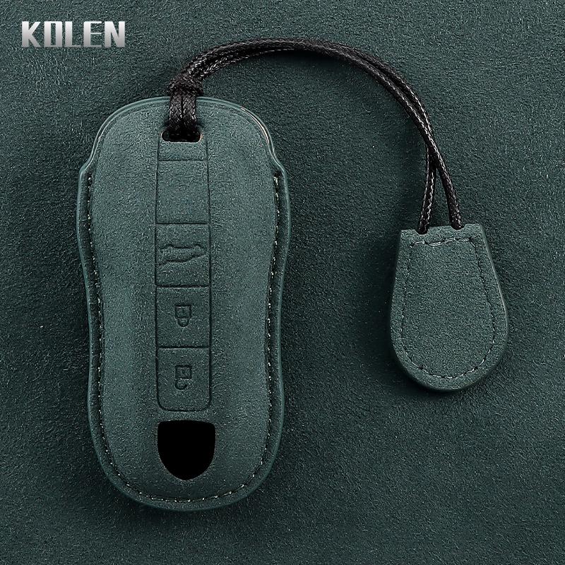 AABKR1 Leather Car Remote Key Case Cover Shell For Porsche Panamera Cayenne 971 911 9YA Boxster 3 Buttons Protected Fob Accessories Bag