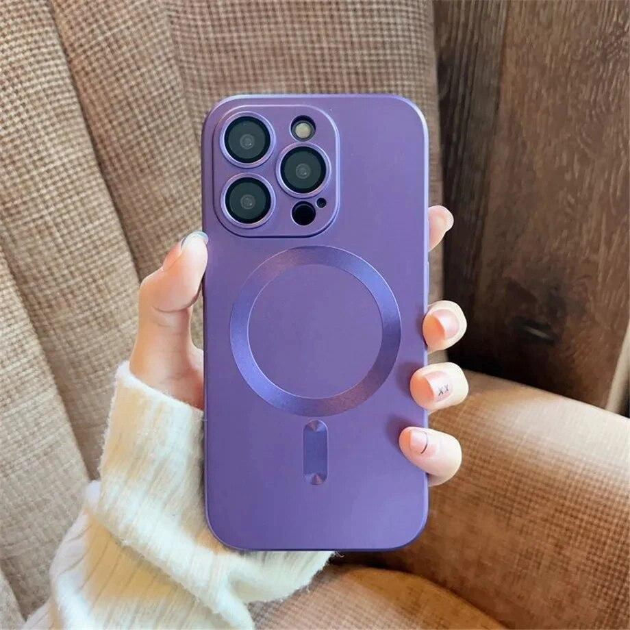 Роскошные чехлы для телефонов Magsafe с магнитной защитой линз для iPhone 15 14 11 13 12 Pro Max Plus, аксессуары для беспроводной зарядки