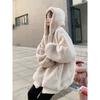 Autumn and Winter New Imitation Rex Rabbit Fur Jacket Women's Casual Loose Warm Hooded Coat Thickened