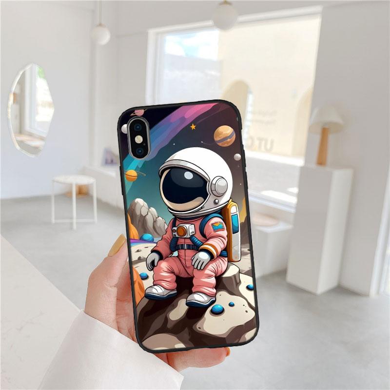 CJ12 Astronaut Space Moon Phone Case for Samsung Galaxy Note 10 20 S23 S24 S25 Ultra FE Plus Edge Lite A02S A35 A07 A17