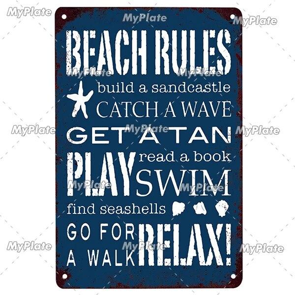 [MyPlate] Beach Metal Sign Vintage Plaque Tin Sign Plate Wall Decor For Bar Club Man Cave Art Painting Poster Gift