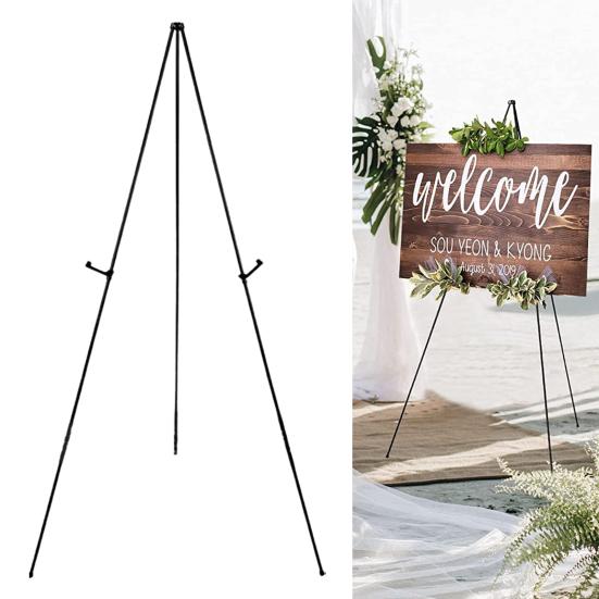 Display Stand Adjustable Height Anti-slip Solid Collapsible Fixed Poster Metal Wedding Sign White Easel Stand The Party