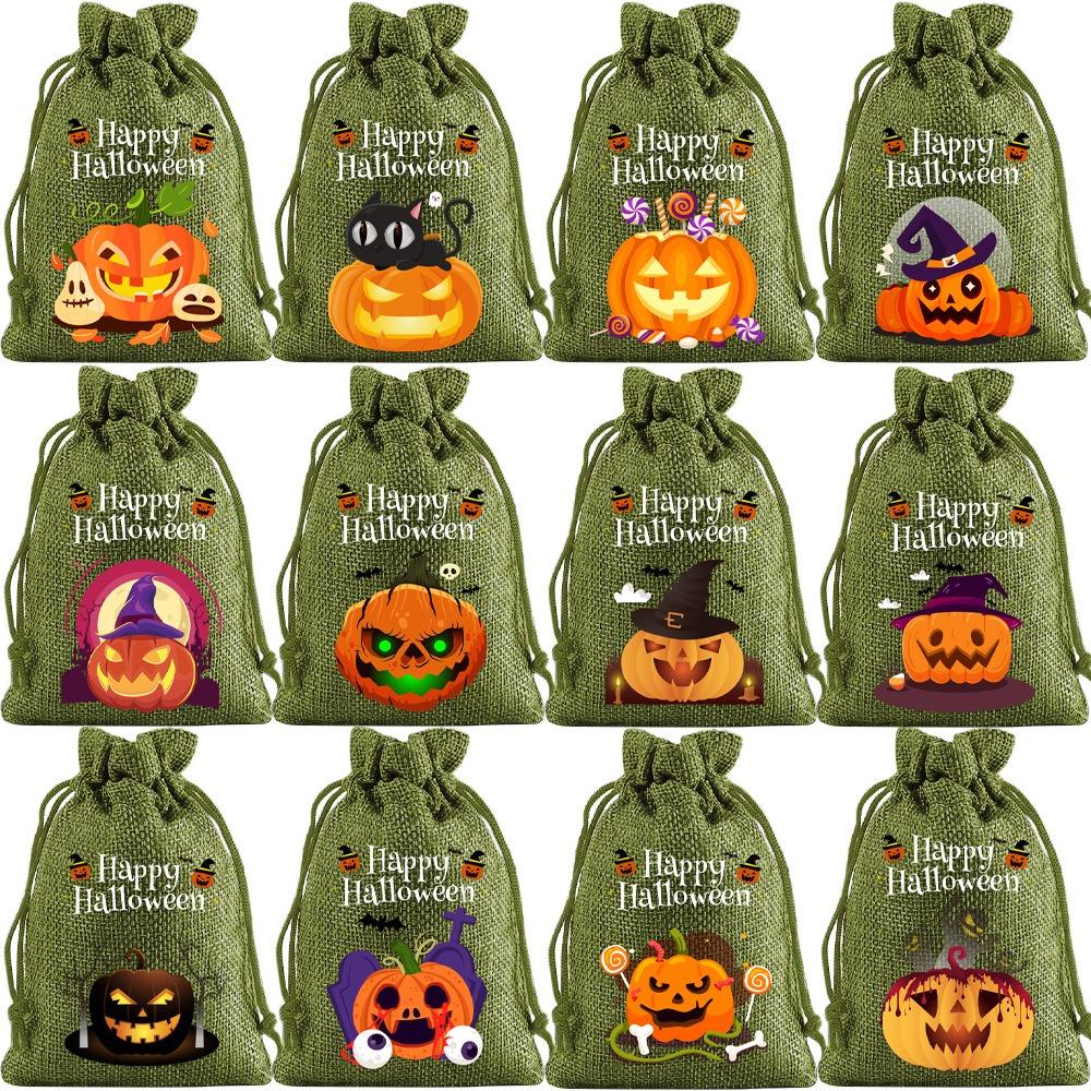 12Pcs Pumpkin Ghost Trick or Treat Candy Bag Handheld Candy Packaging Bags Kids