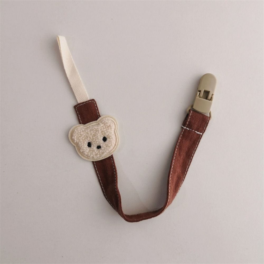 Bear Baby Cloth Pacifier Chain Embroidery Nipple Holder Clips Anti-lost Soother Holder  Baby