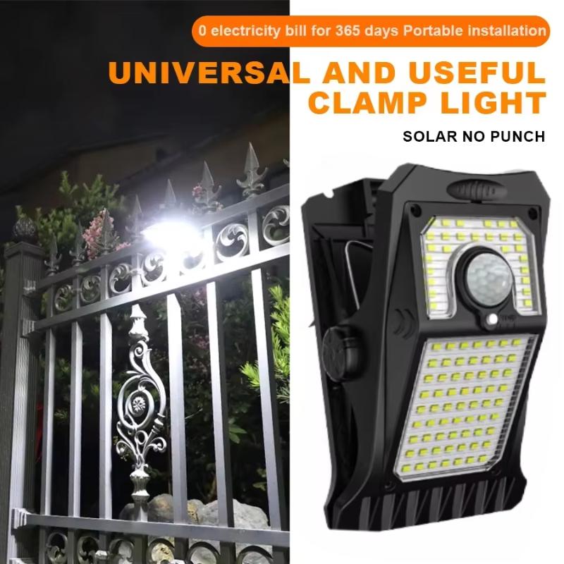 2Pack 90LEDs Solar Lights Outdoor Clip-on Motion Sensor Lights 3 Mode IP65 Waterproof Security Light For Fence Deck Wall Garage Patio