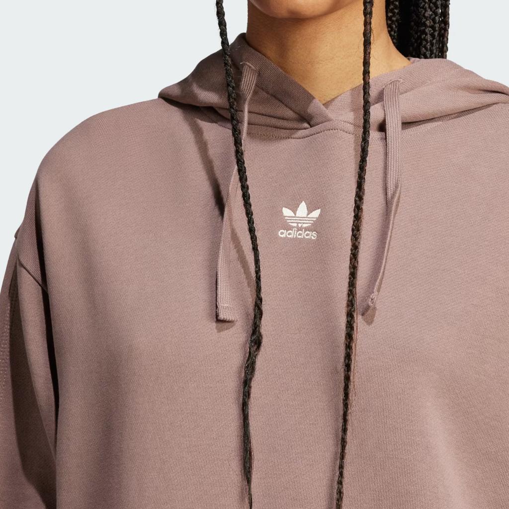 Adidas Оригинальный свитшот оверсайз с капюшоном, длинным рукавом и карманом для женщин, коричневый JC8981