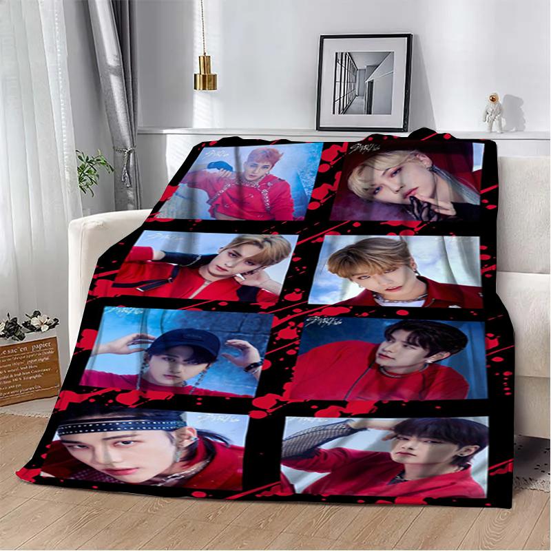 3D KPOP S-Stray-K-Kids Плед Плед для пикника Теплые фланелевые пледы Покрывала для дивана кровати Домашние Постельное белье Подарки на день рождения