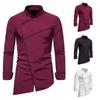 Men's European Style Long Sleeve Solid Color Stand Collar Dress Shirt, Plus Size.