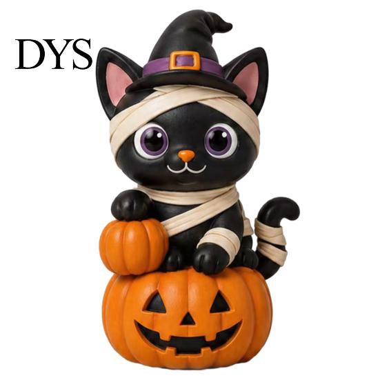 Деревянная фигурка кошки, Винтажная фигурка на Хэллоуин, Деревенская фигурка ведьмы, зомби, совы, лягушки, Маленькое деревянное украшение для стола, Украшение для многоуровневой полки в стиле кантри