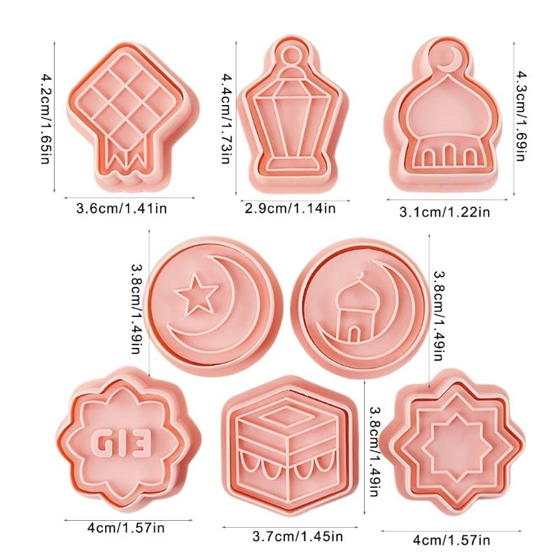 8Pcs Pressable Biscuits Mold Moon Castles Cookie Cutters Biscuits Fondant Cookie Stamps Kitchen Tool Party Supplies