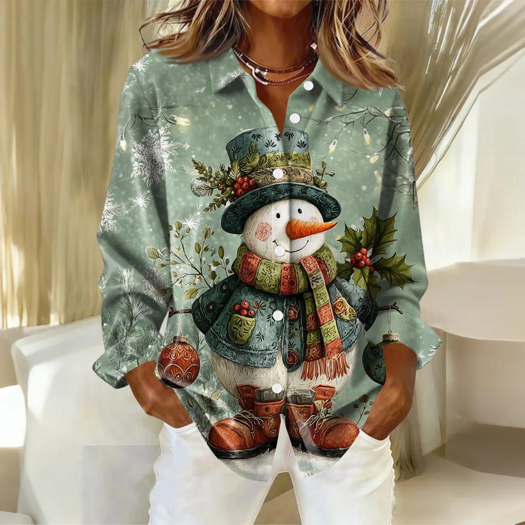 Women's Shirt With Floral Print Buttons, Long Sleeved Casual Regular Shirt Blouses Casual Plus Size Basic Tops