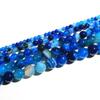 Blue Striped Agate Loose Beads Natural Gemstone Smooth Round for Jewelry Making