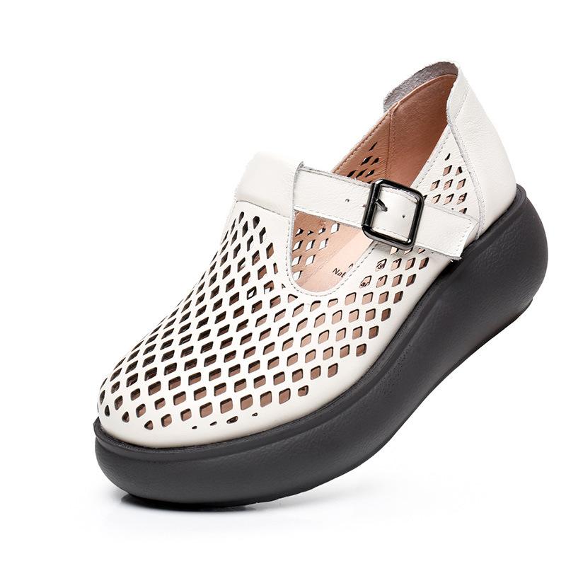 Модные сандалии GKTINOO из натуральной кожи с закрытым носком для женщин, летние сандалии на платформе с вырезами, танкетки, повседневная женская обувь ручной работы