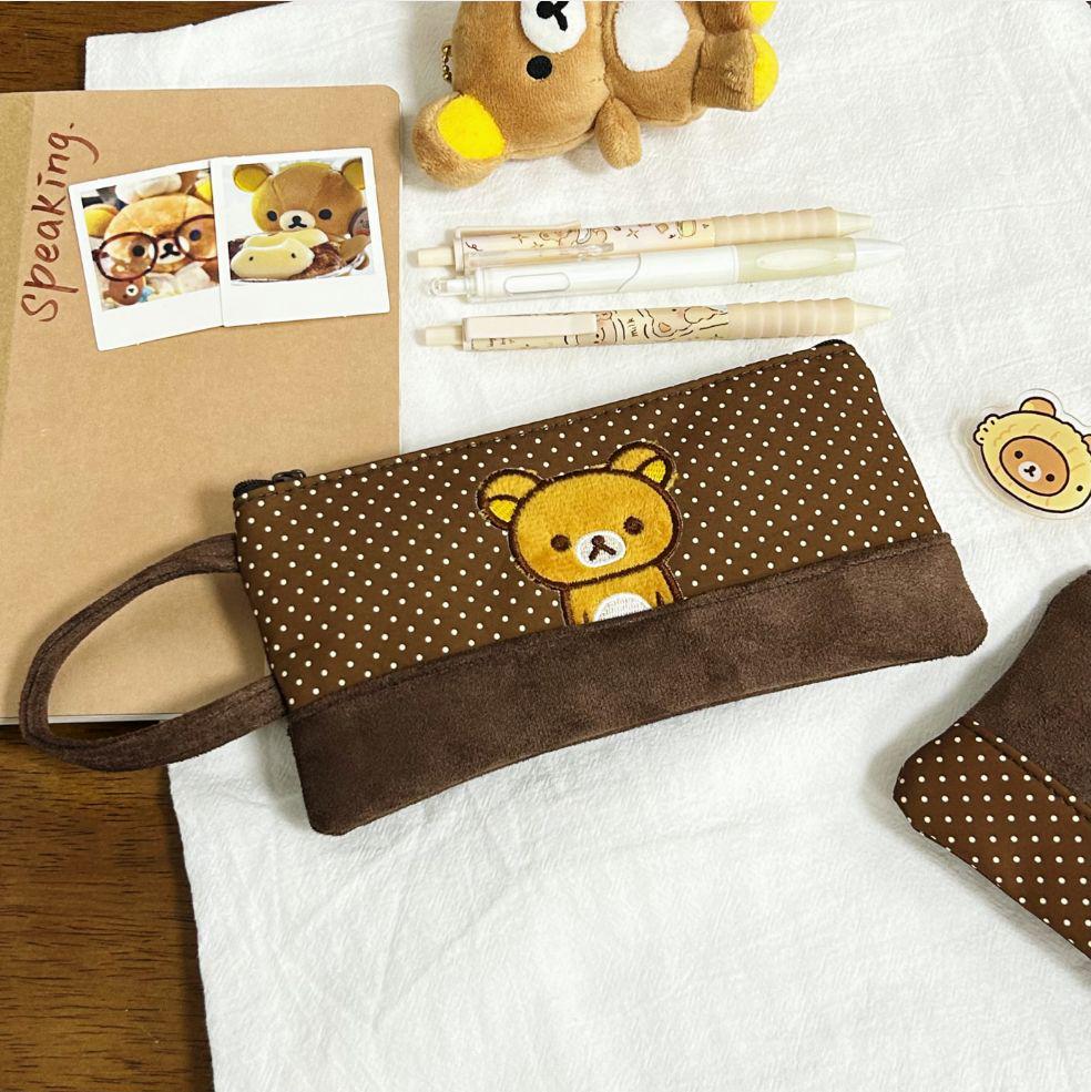 Вышитая пенал-косметичка Rilakkuma - Вместительная девчачья сумка для канцелярии в стиле Ins для старшеклассников