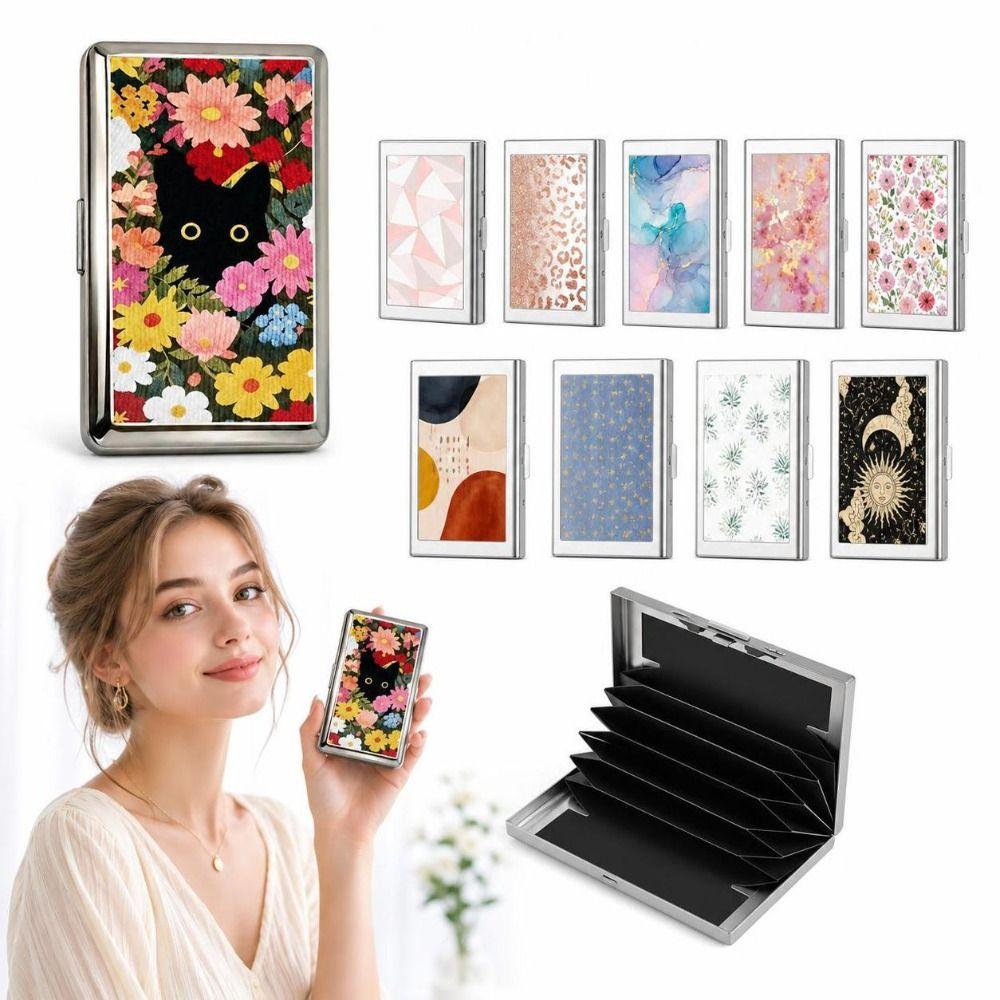 Cat Pattern Versatile Card & Cash Case Metal Material Card Holder Vintage Card Case Business Cards